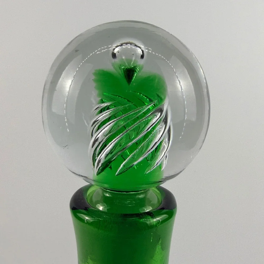 Blenko‎ 6716 Joel Myers Olive Green Decanter Air Twist Stopper MCM